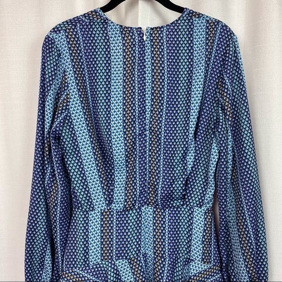 Finders Keepers Blue Hunter Geometric Sharkbite Hem Dress Sz.S - Picture 12 of 16